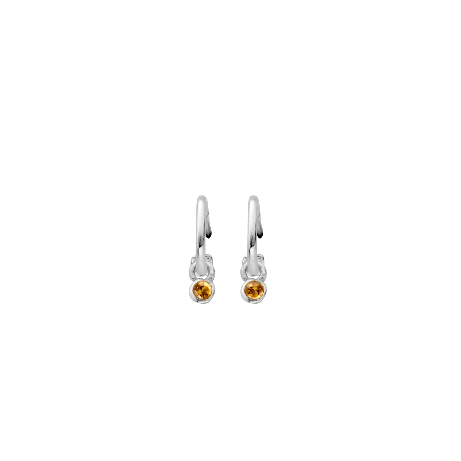 Tiny Cupid Hoops With Mini Citrine Earring Charms