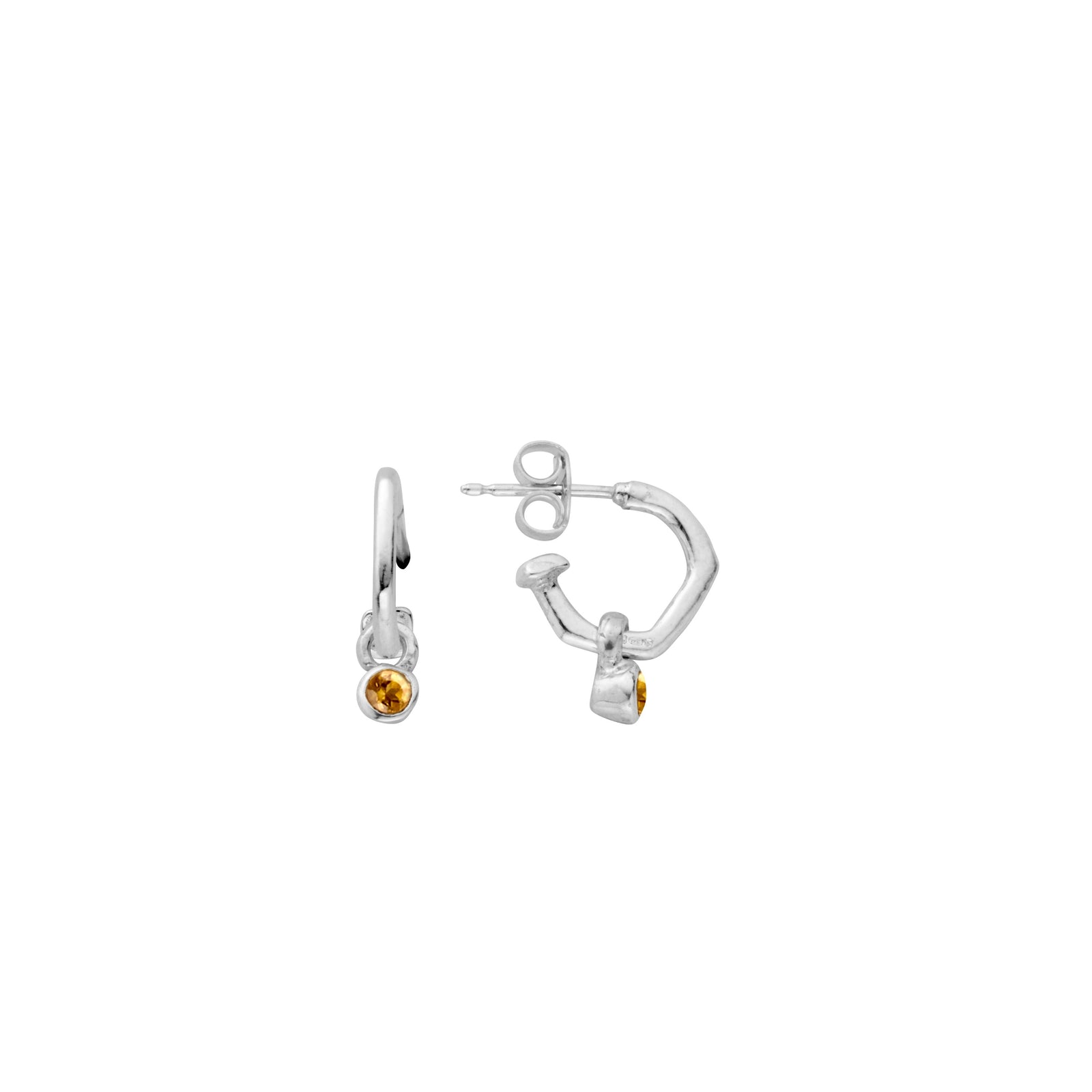 Tiny Cupid Hoops With Mini Citrine Earring Charms