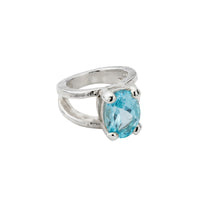 Silver Blue Topaz Maxi Claw Ring