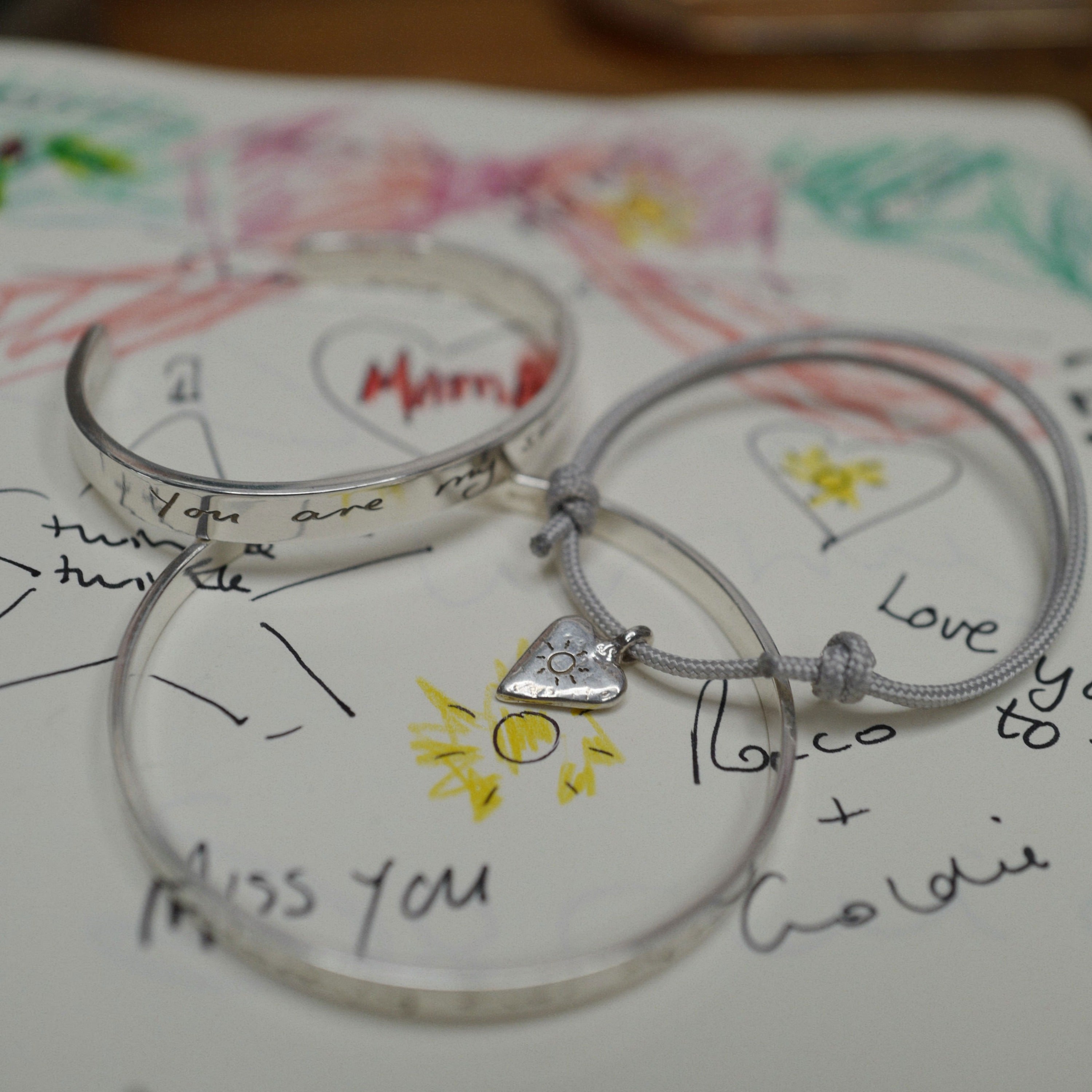 Silver Mini Heart Sailing Rope With Handwriting