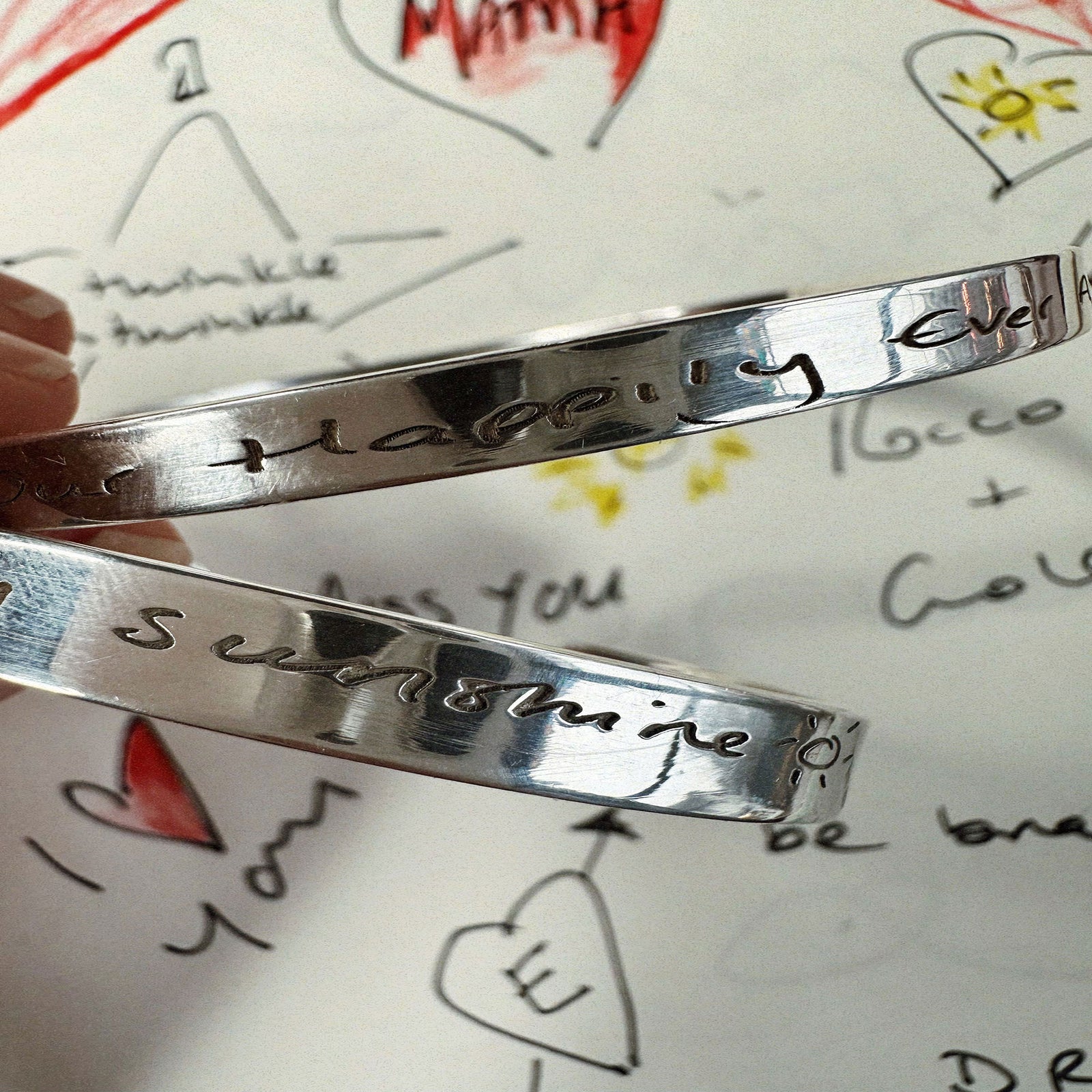 Silver Full Signature Bangle With Handwriting