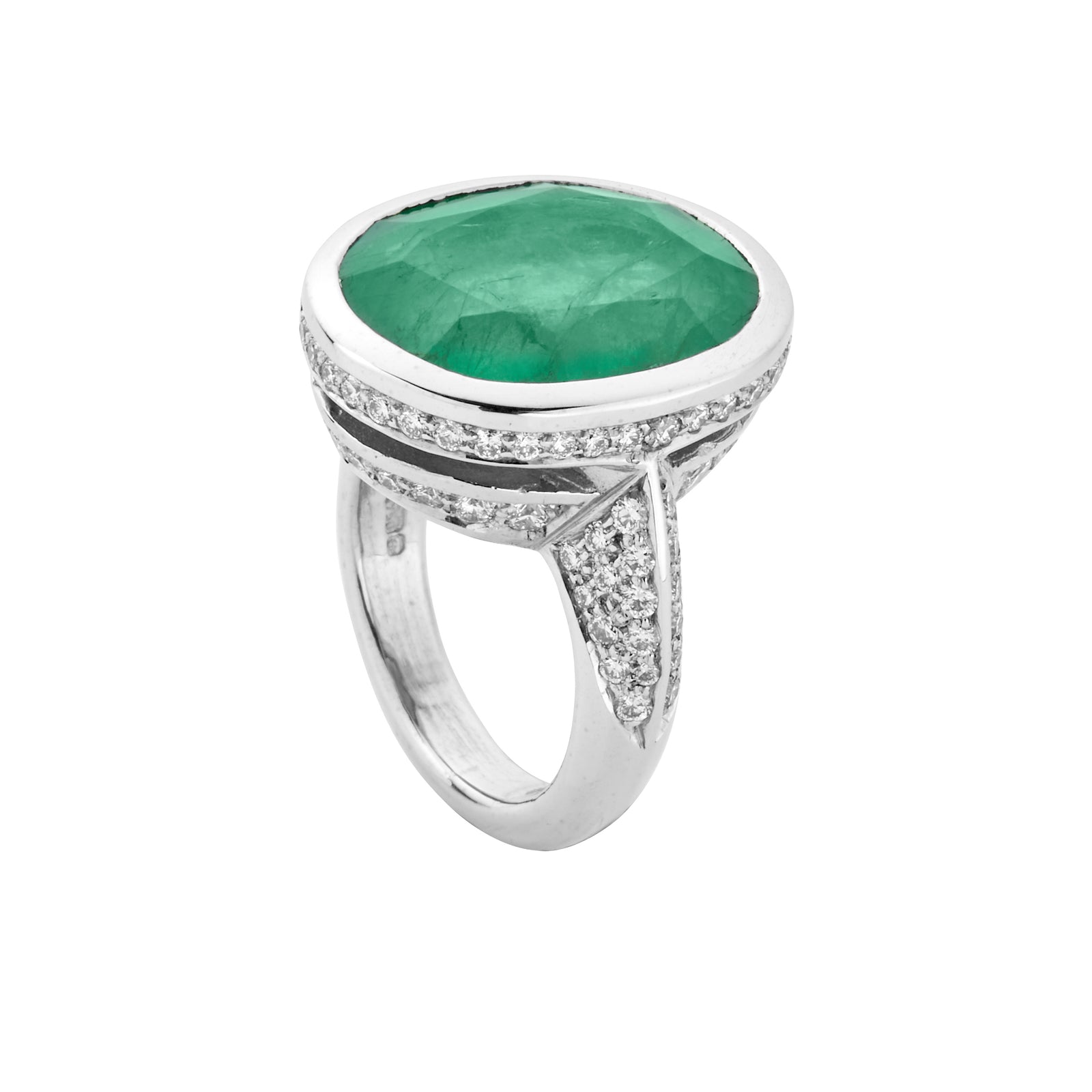 ADA White Gold Emerald & Diamond Ring