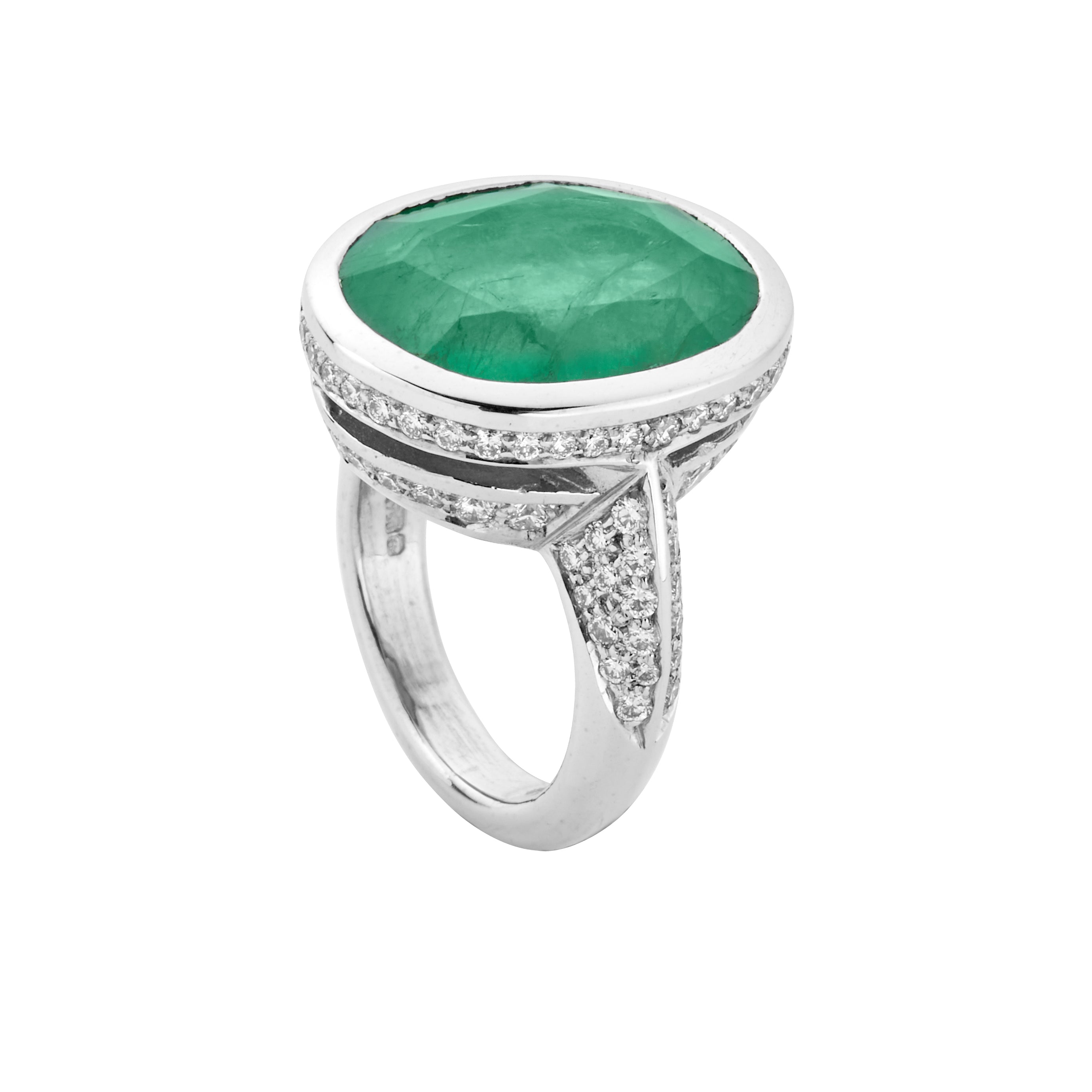 ADA White Gold Emerald & Diamond Ring