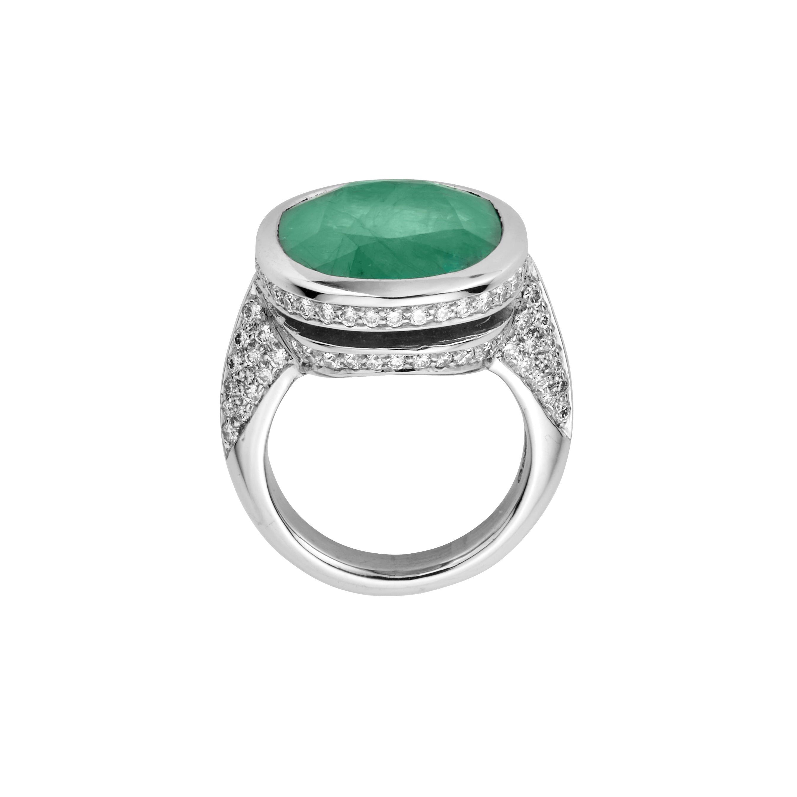 ADA White Gold Emerald & Diamond Ring