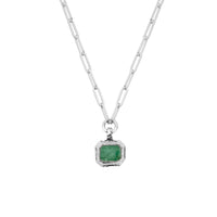 OLOMANA Silver Emerald Trace Chain Necklace