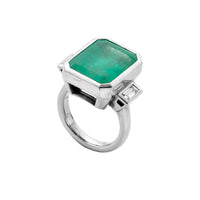ALETHEA White Gold Emerald & Diamond Ring