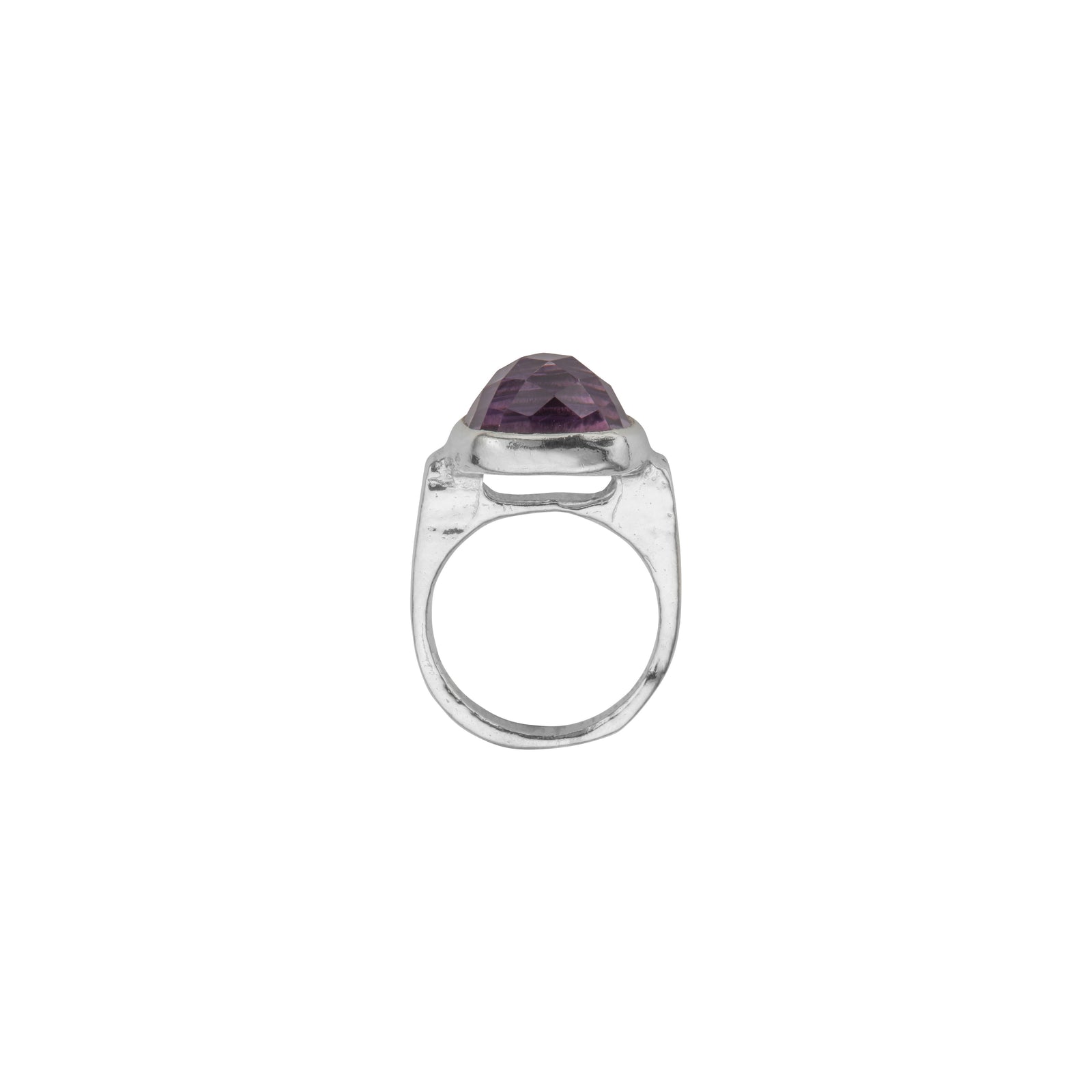 Silver Amethyst Crystal Ring
