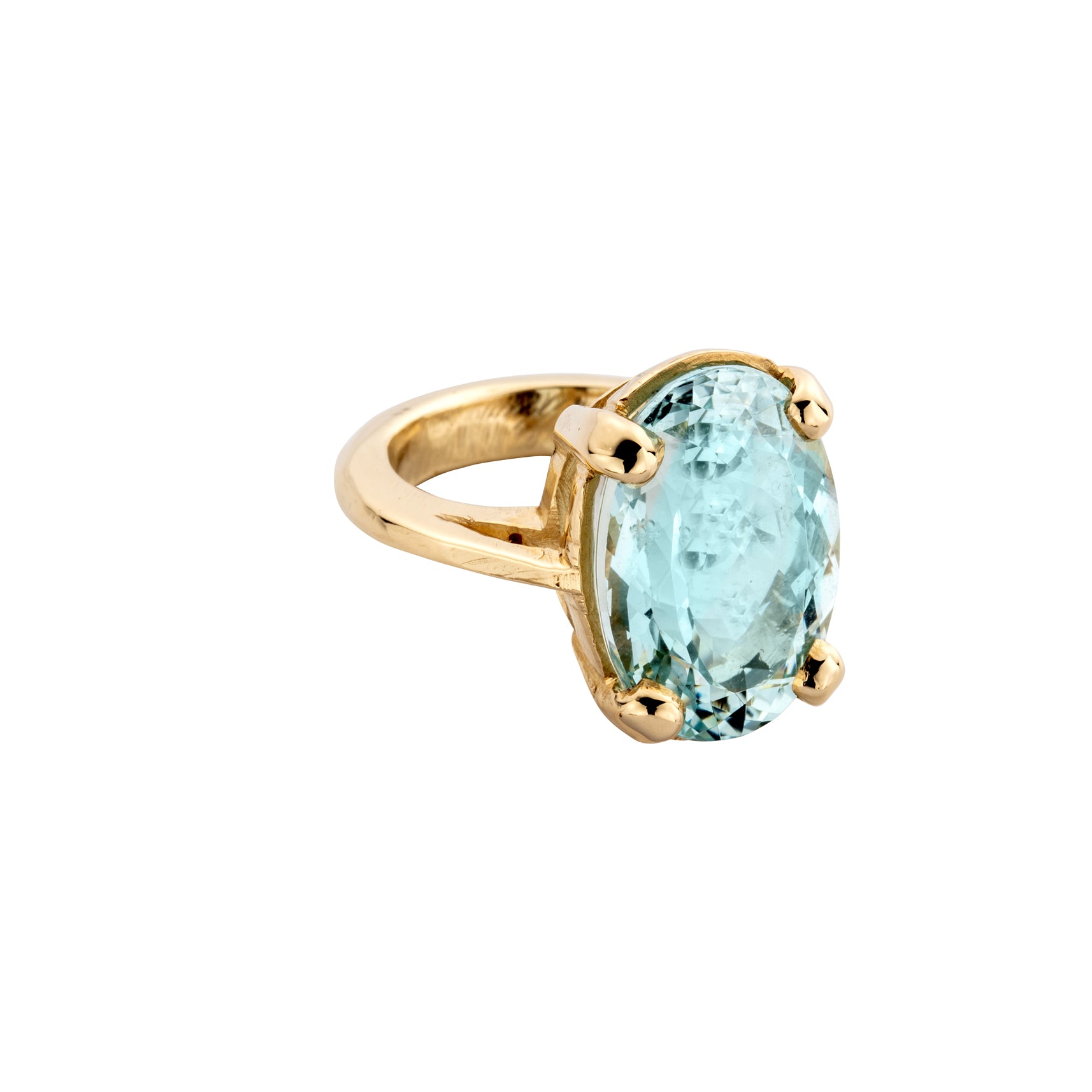 APOLLO Gold Aquamarine Claw Ring