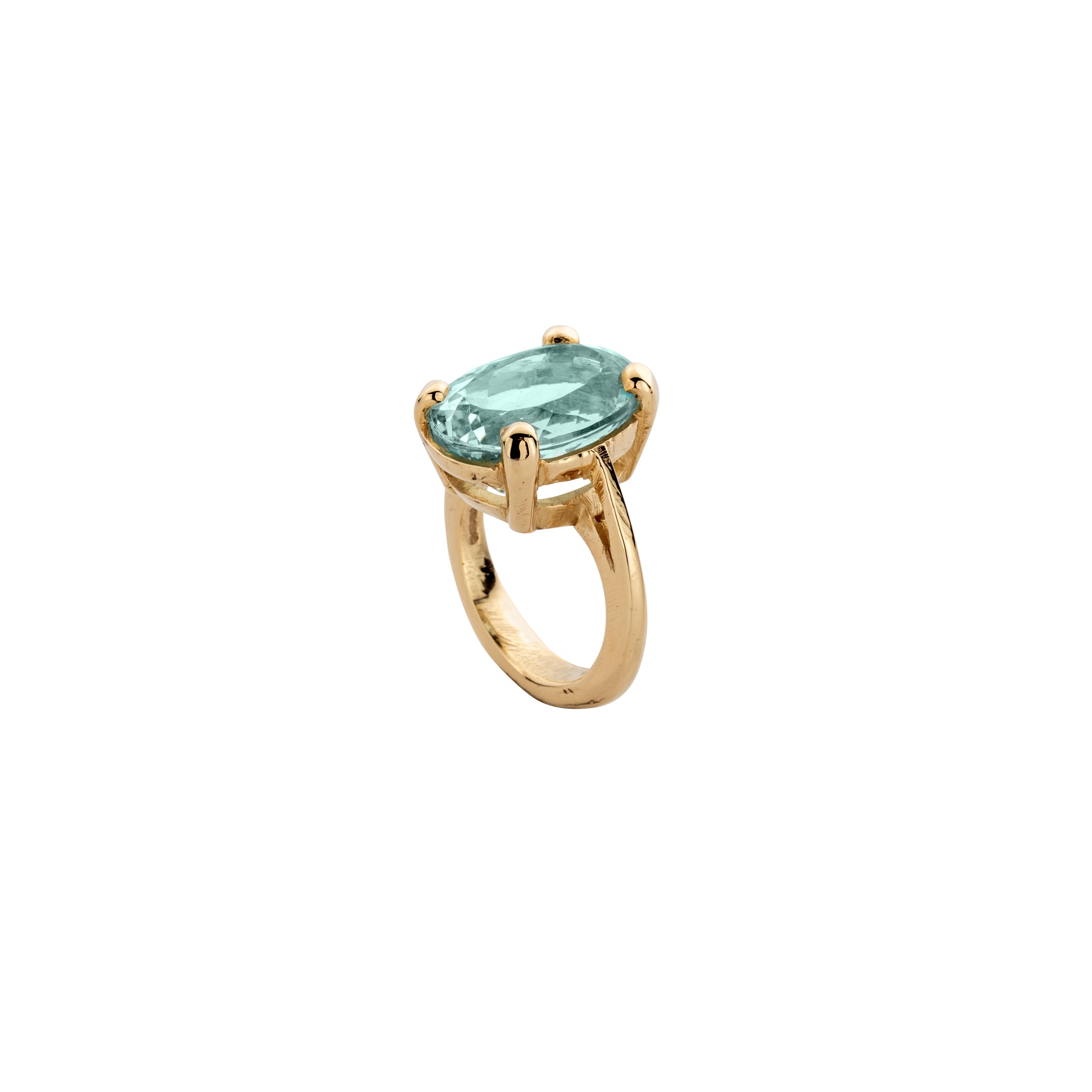 APOLLO Gold Aquamarine Claw Ring