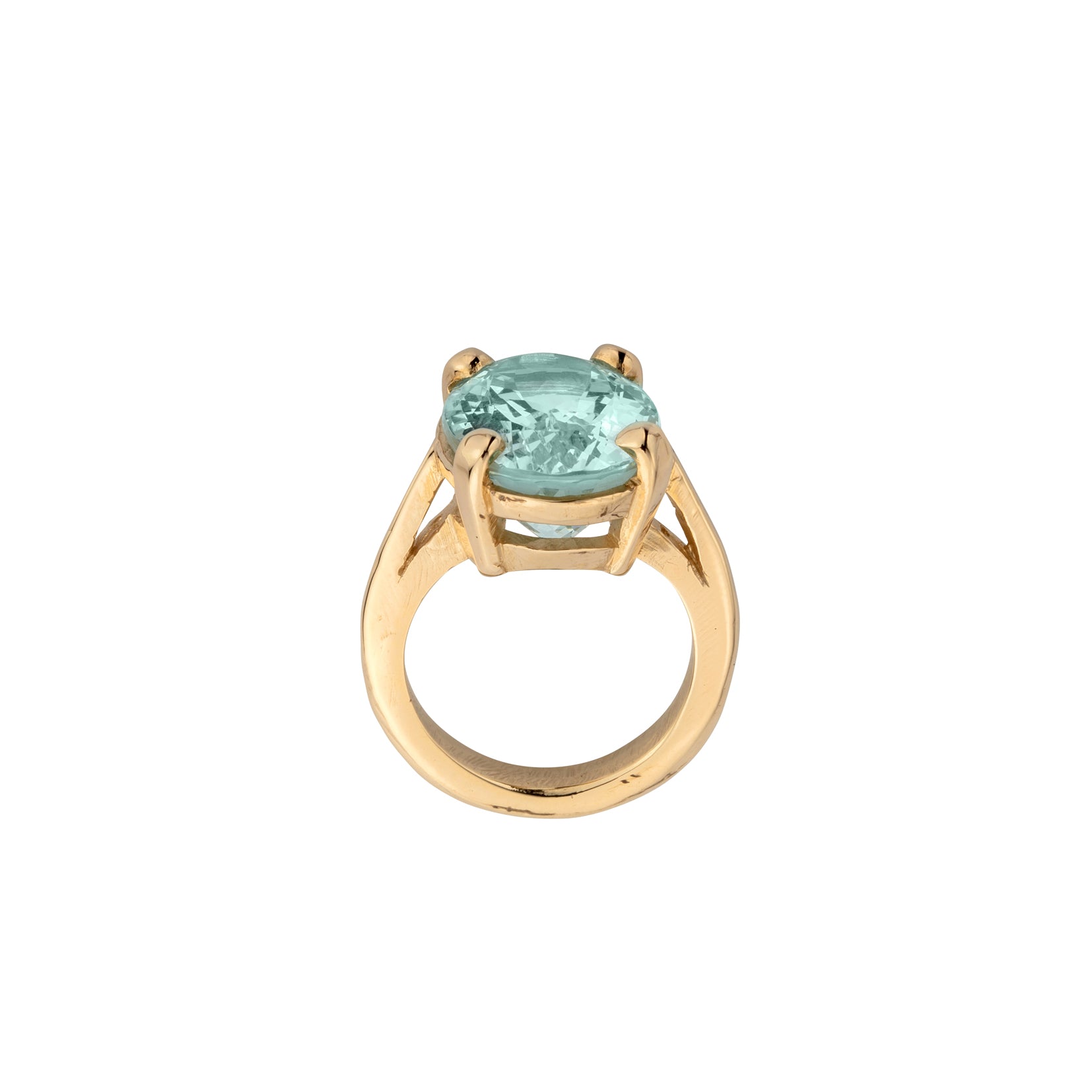 APOLLO Gold Aquamarine Claw Ring