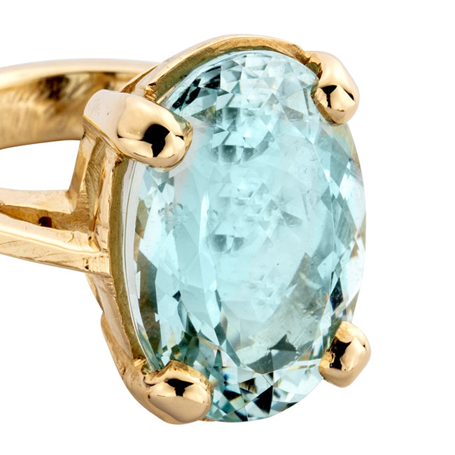APOLLO Gold Aquamarine Claw Ring