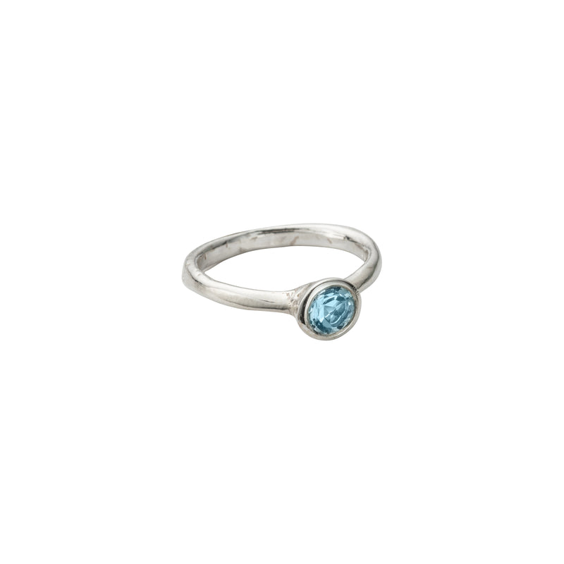 Silver Aquamarine Baby Stone Ring