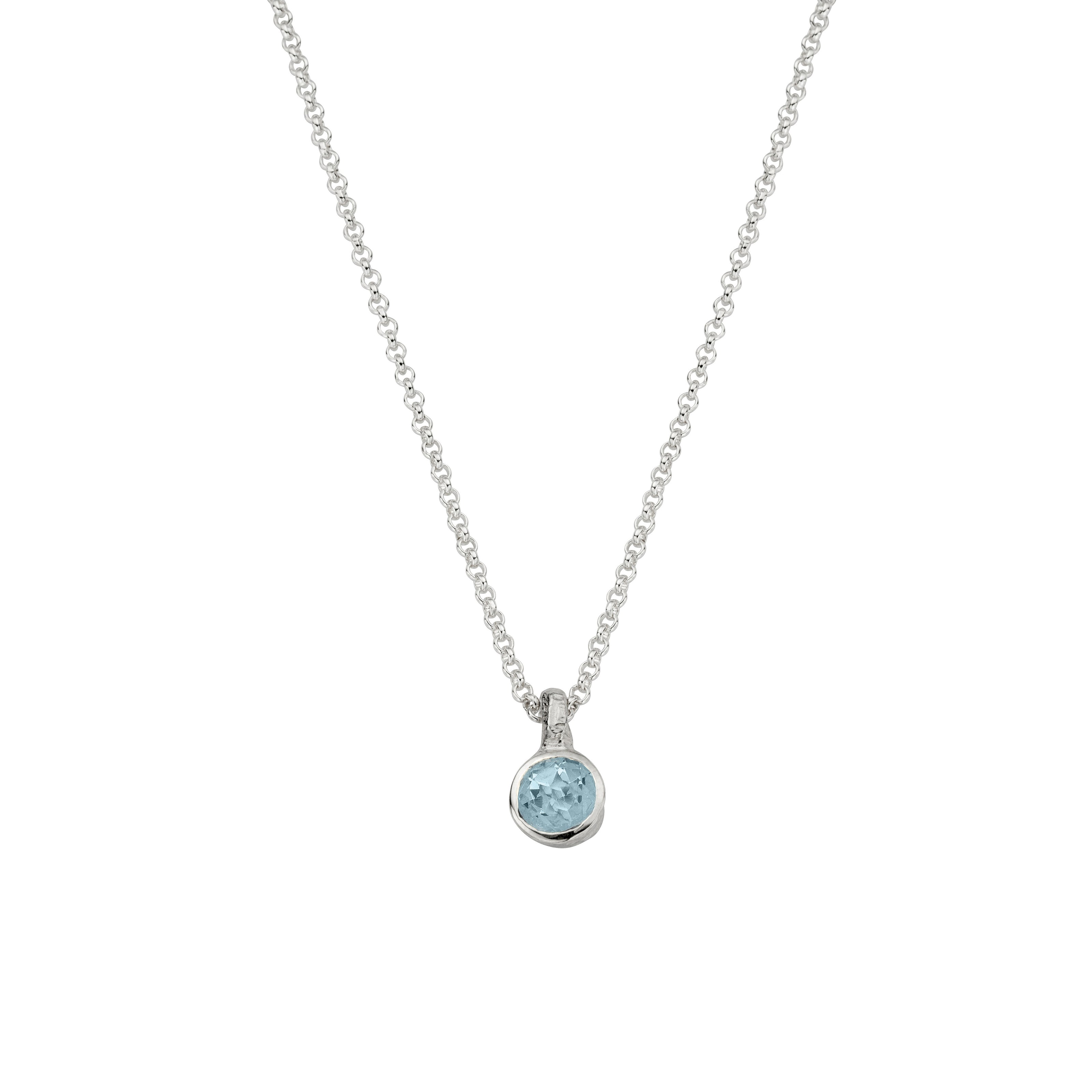 Silver Aquamarine Baby Treasure Necklace