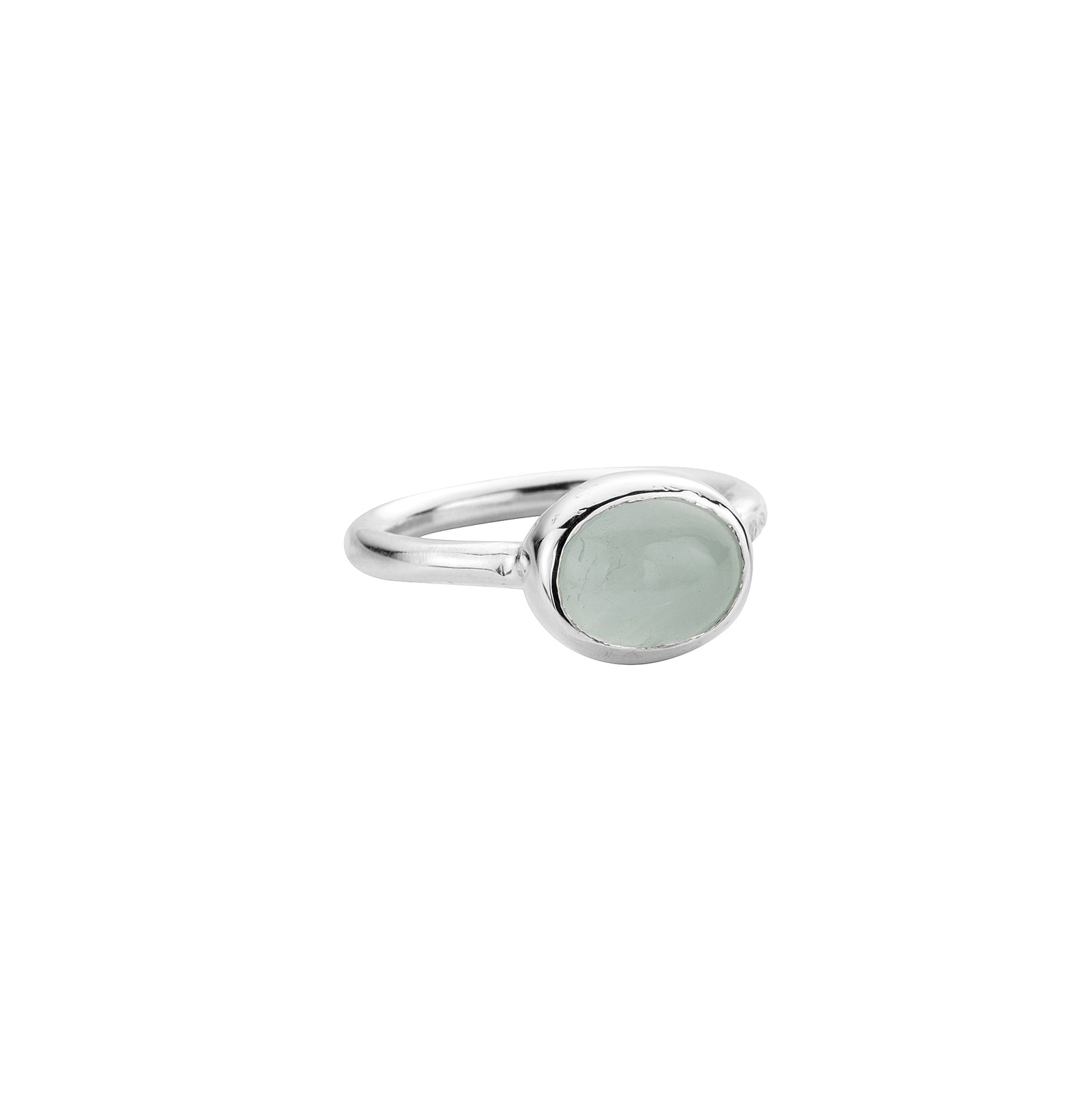 Silver Cabochon Aquamarine Baby Treasure Ring