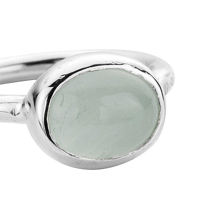 Silver Cabochon Aquamarine Baby Treasure Ring