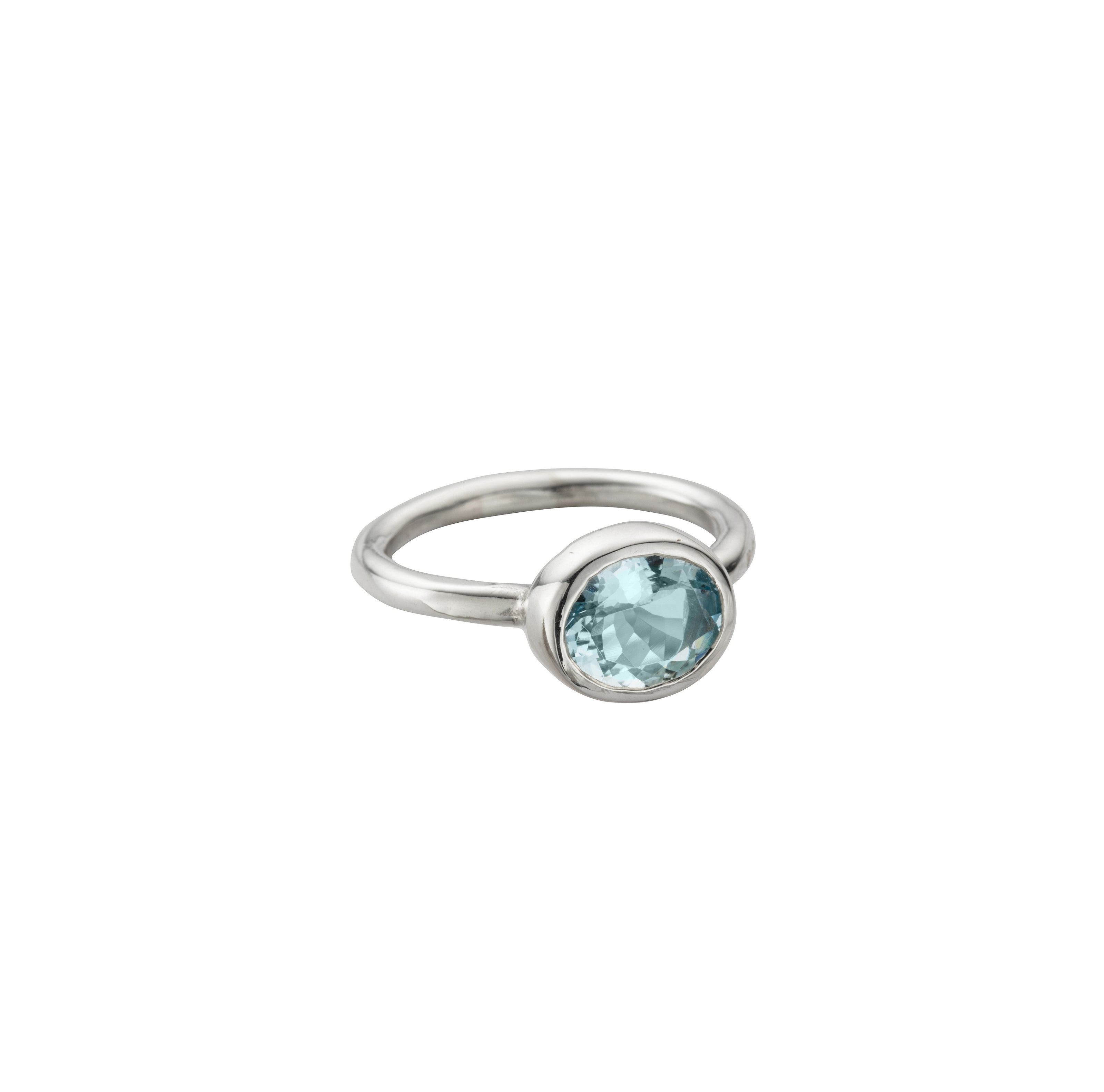 Silver Aquamarine Baby Treasure Ring