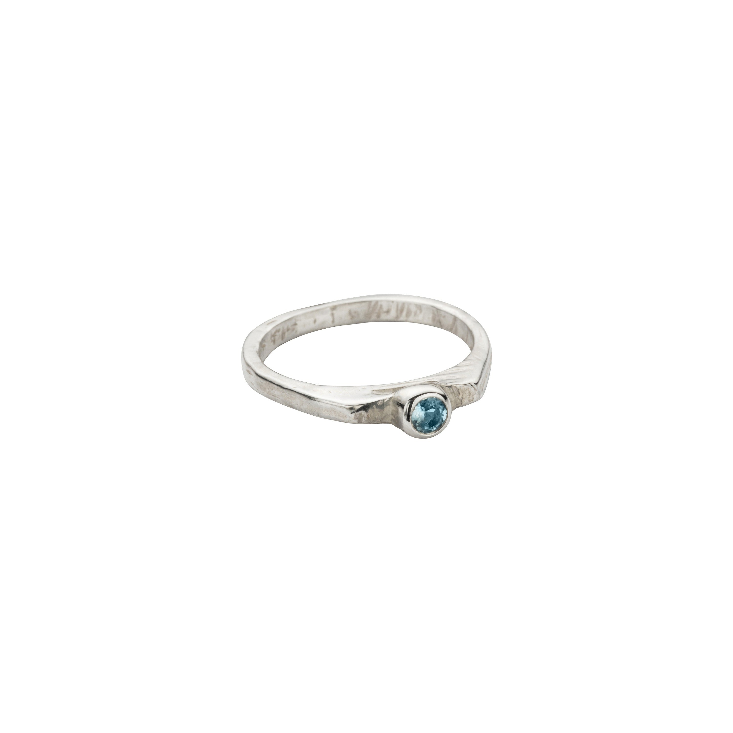 Silver Aquamarine Promise Ring