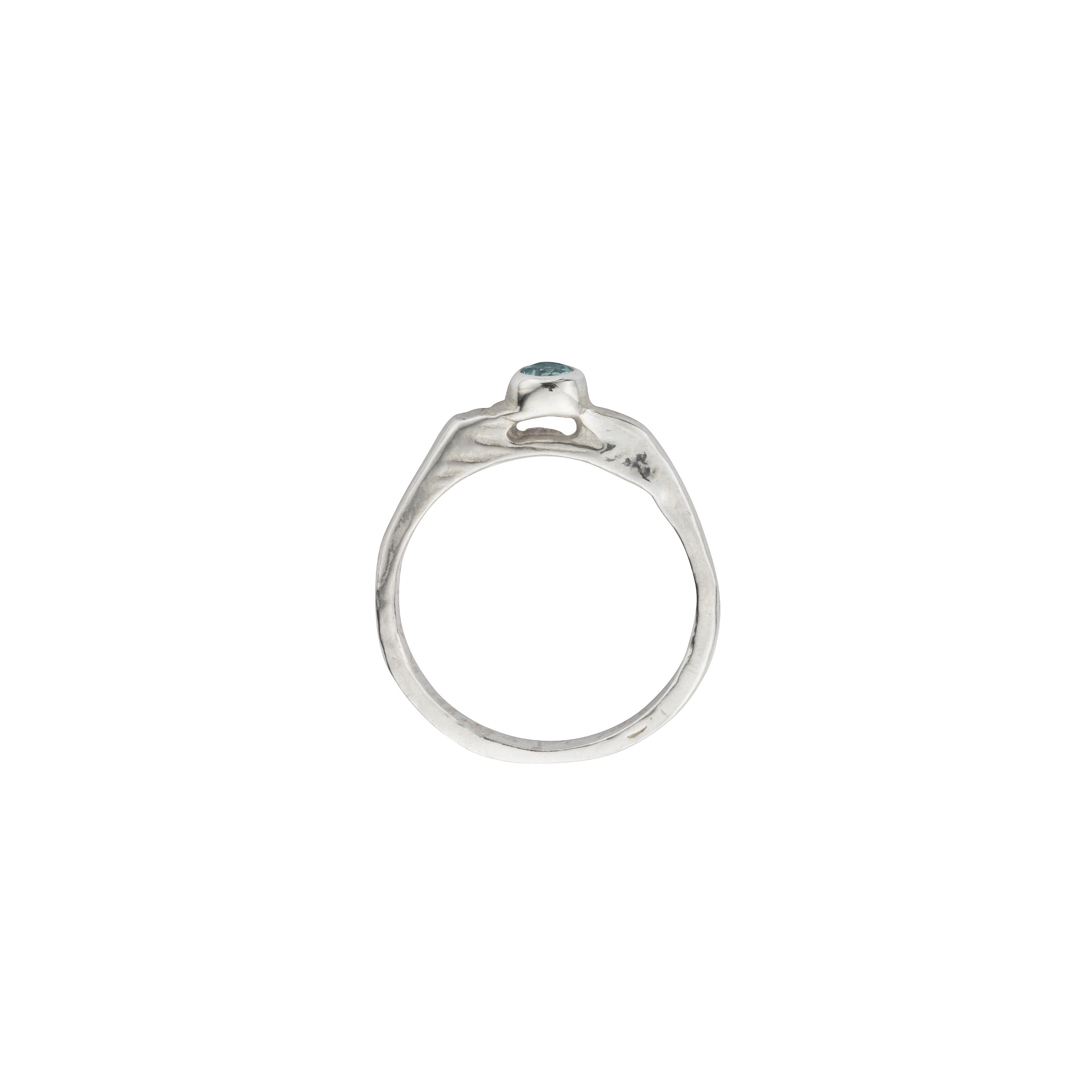 Silver Aquamarine Promise Ring