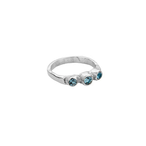 Silver Aquamarine Trinity Ring