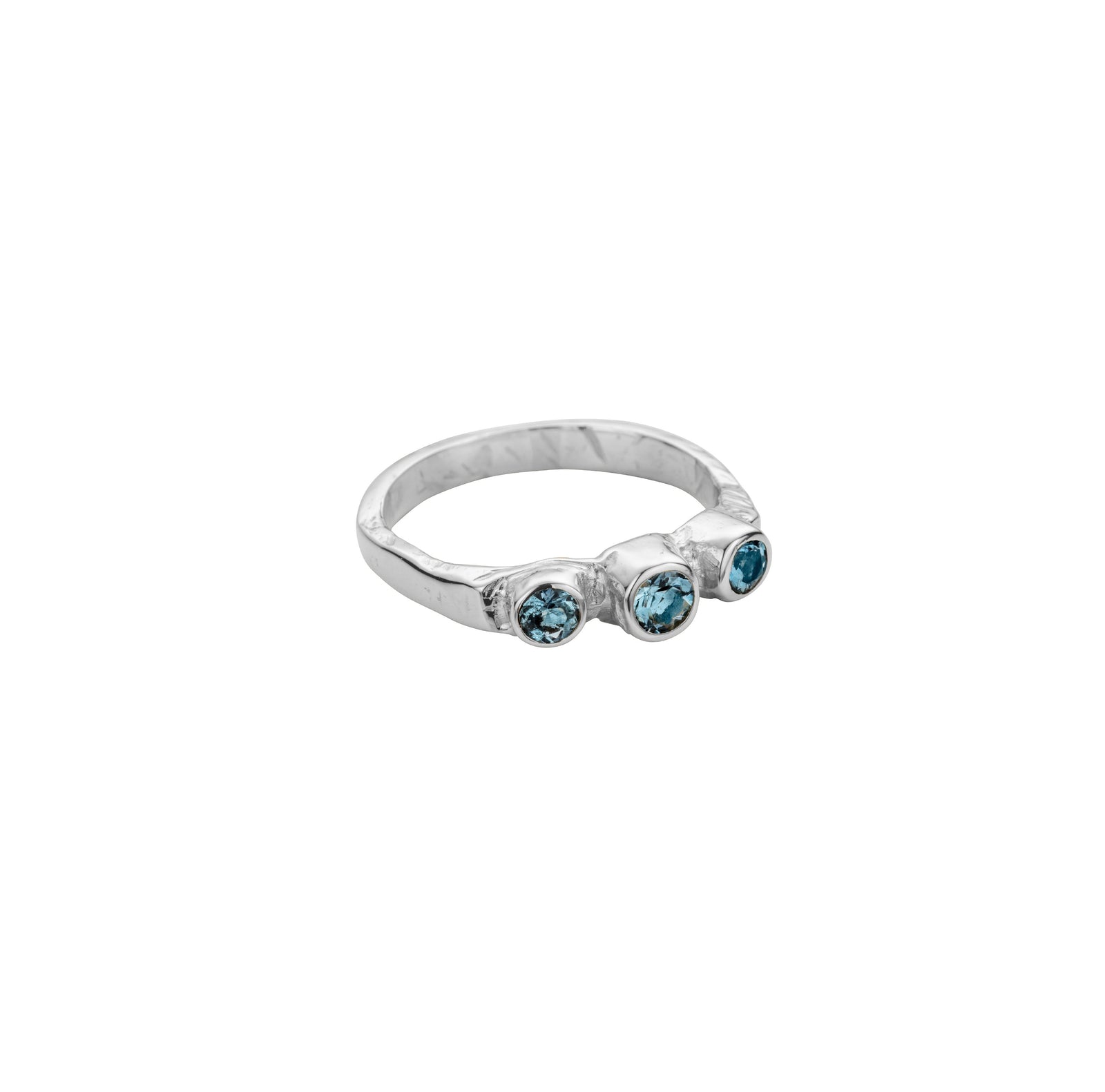 Silver Aquamarine Trinity Ring