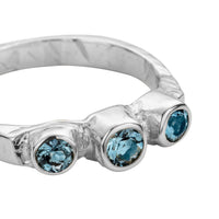 Silver Aquamarine Trinity Ring