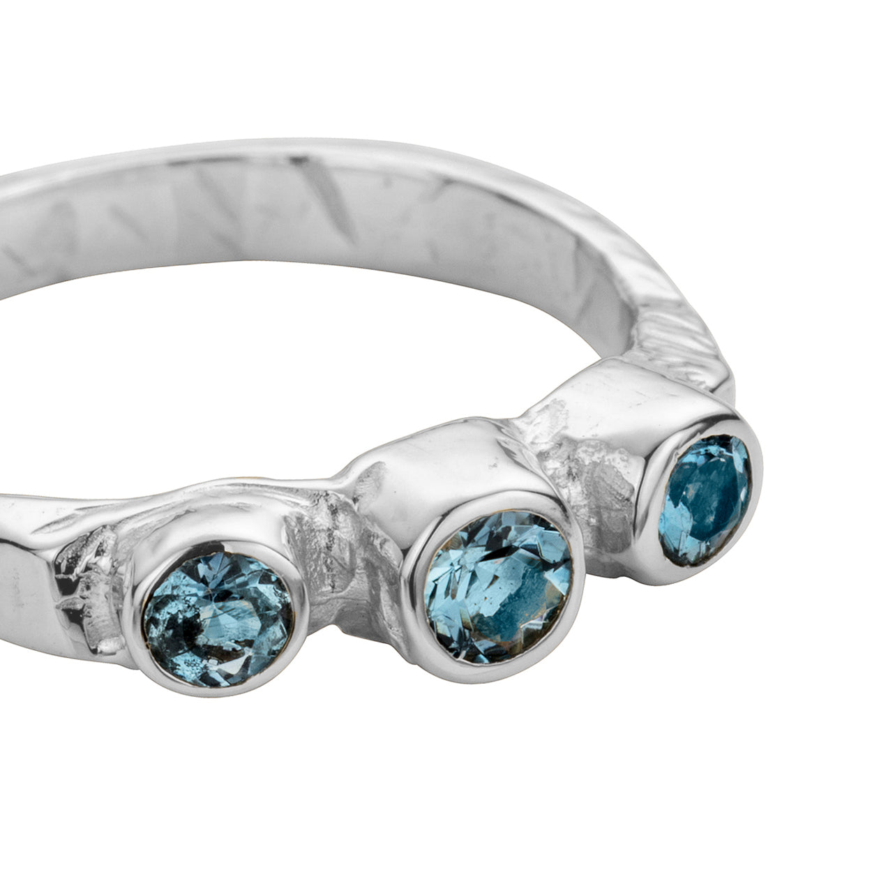 Silver Aquamarine Trinity Ring