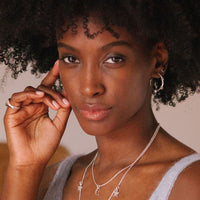 Silver Aquamarine Maxi Midnight Hoop Earrings