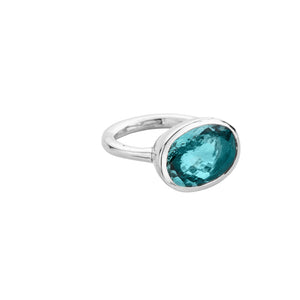 AZORA Silver Aquamarine Ring