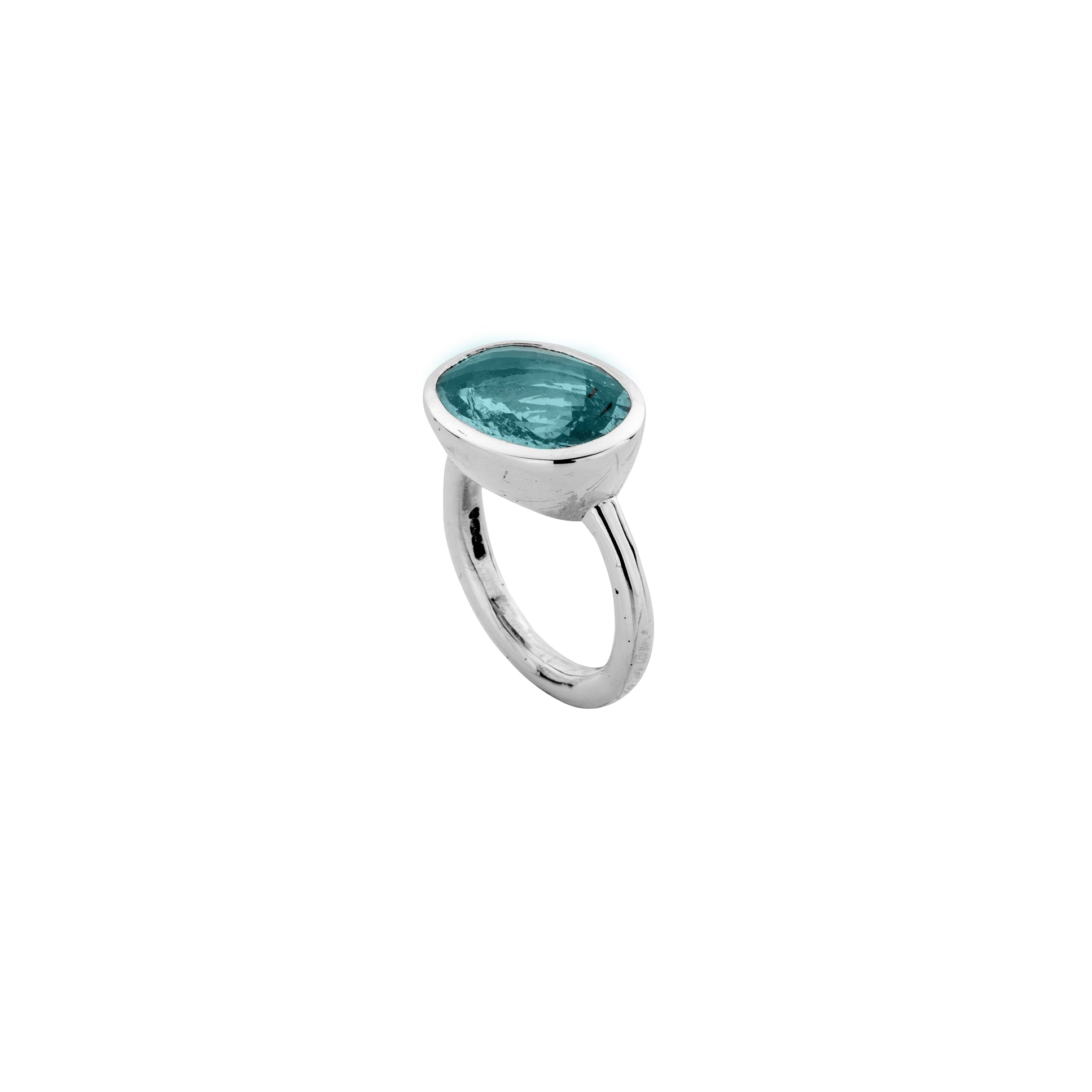 AZORA Silver Aquamarine Ring
