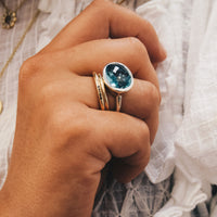 AZORA Silver Aquamarine Ring