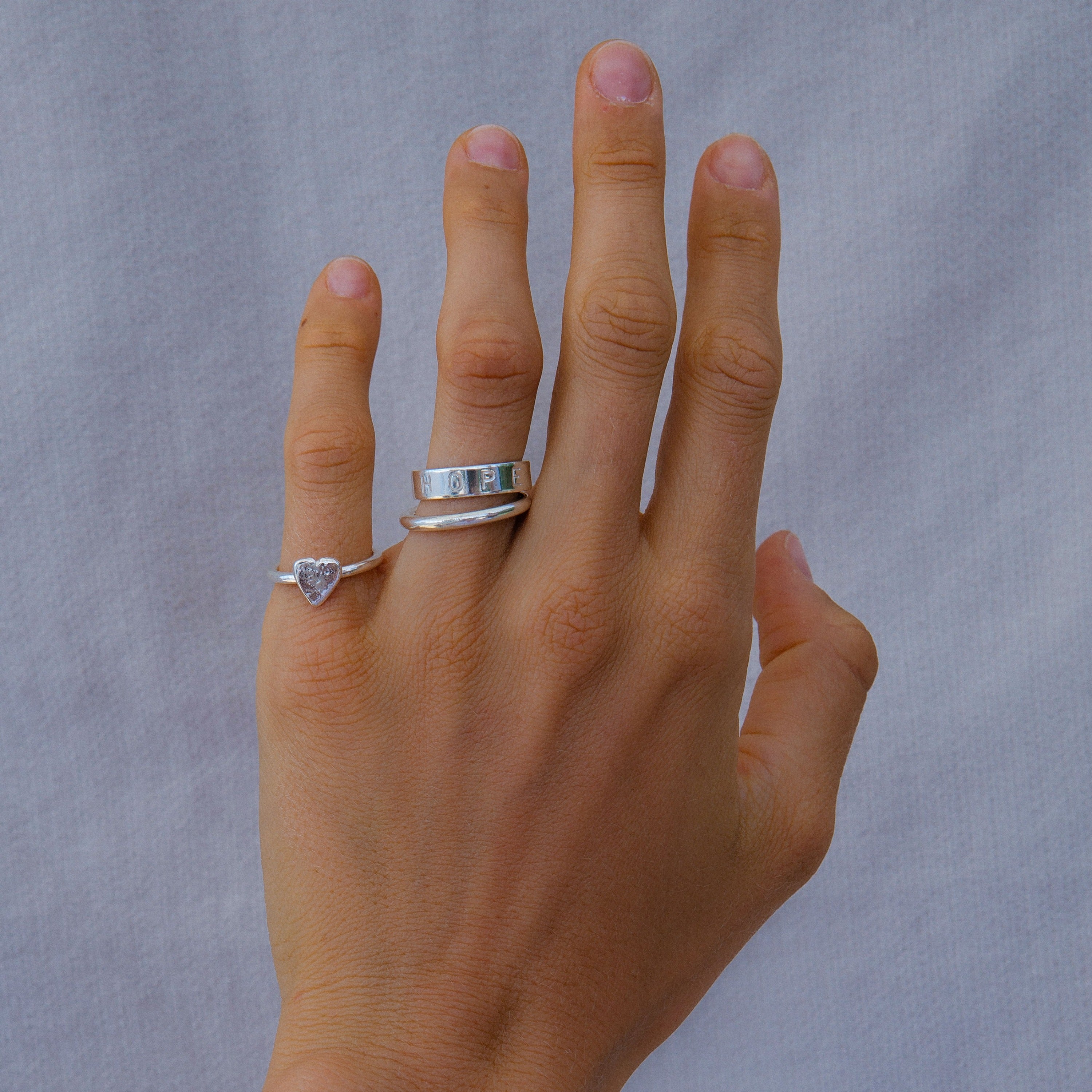 Silver Baby Heart Love Struck Ring