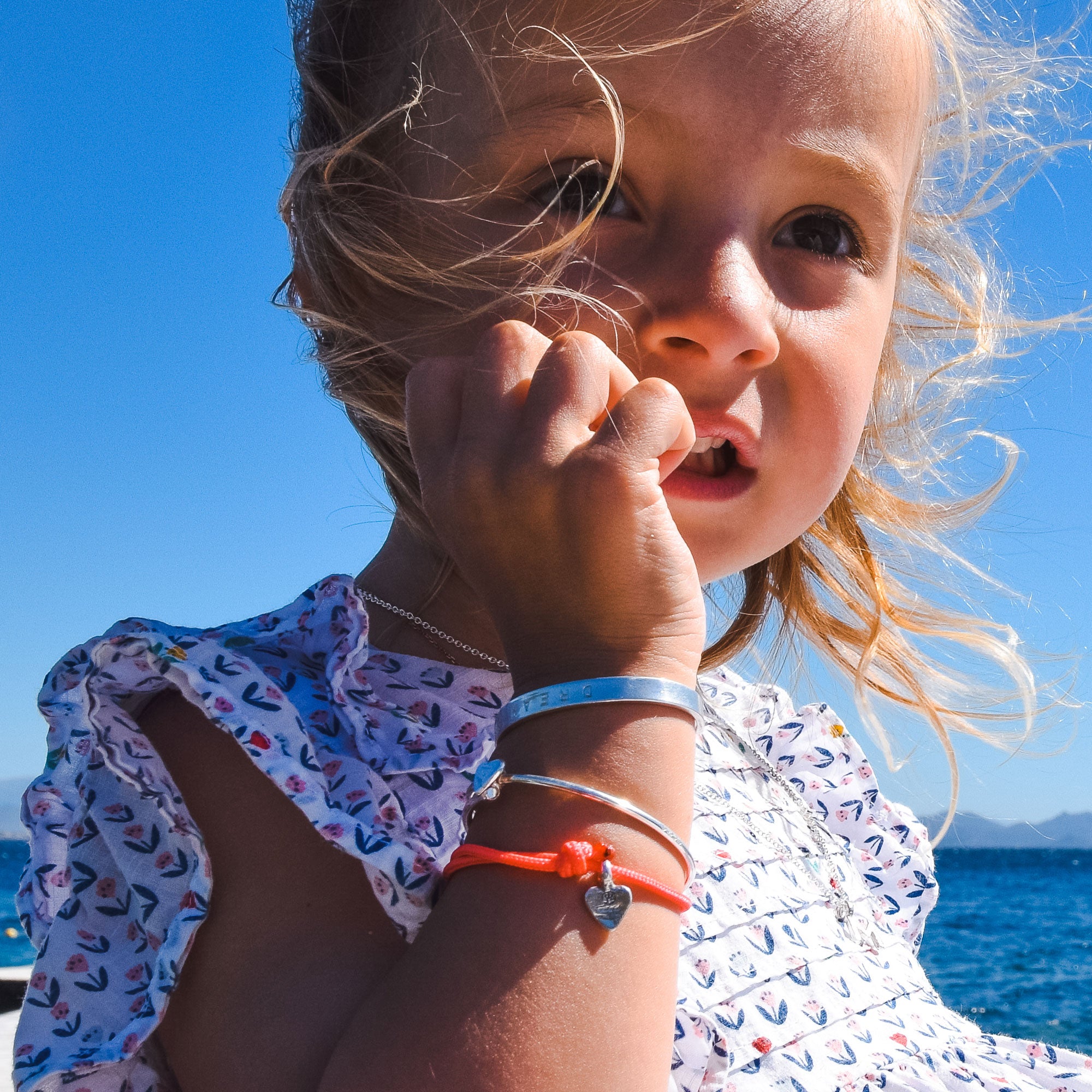 Children's Silver Baby Heart Sailing Rope