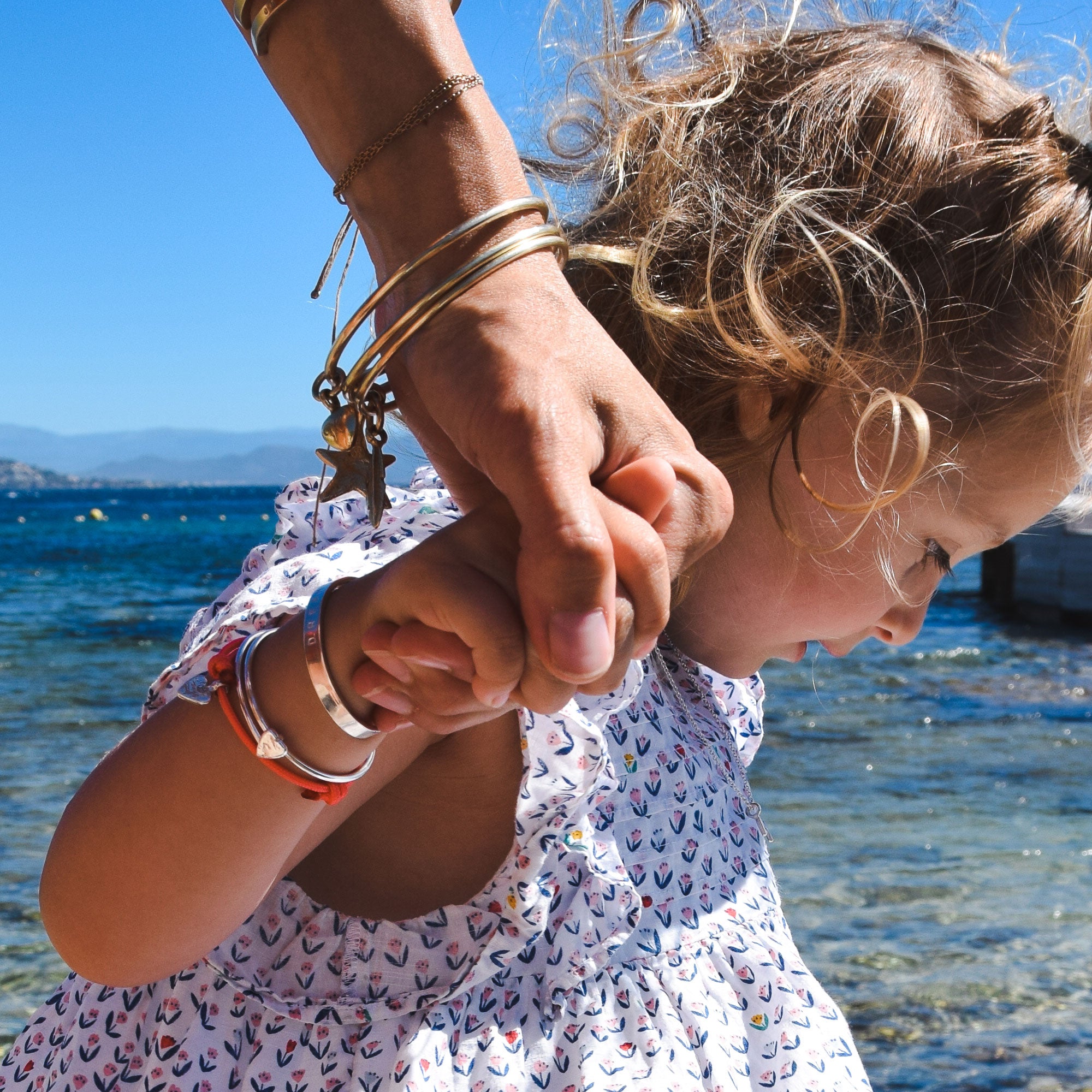 Children's Silver Baby Heart Sailing Rope