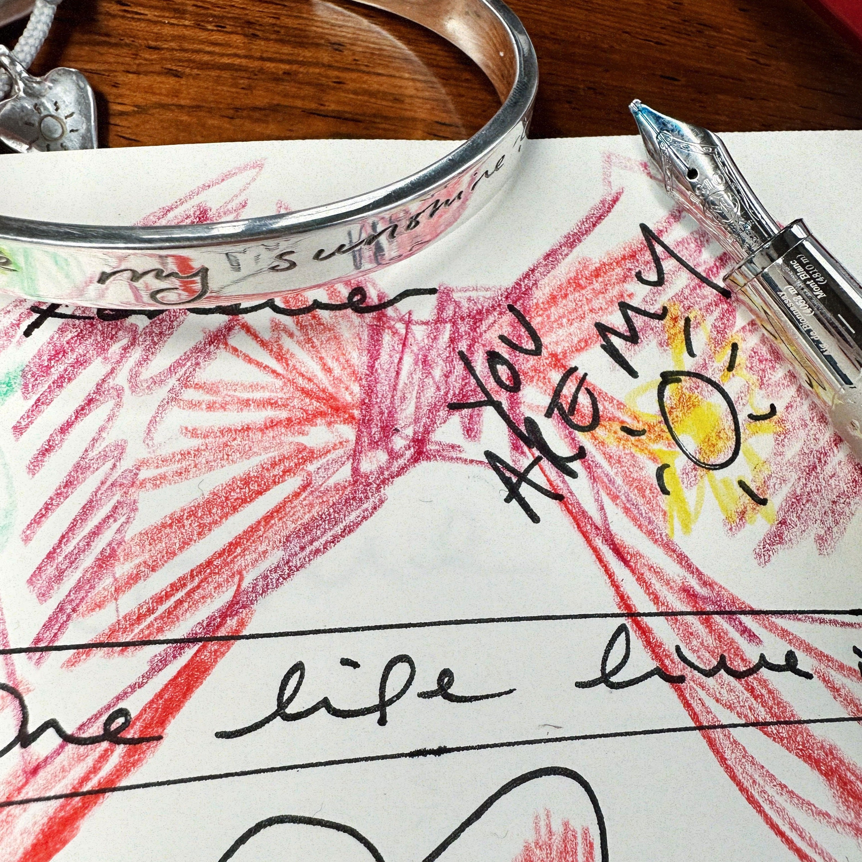 Silver Large Moon Necklace With Handwriting