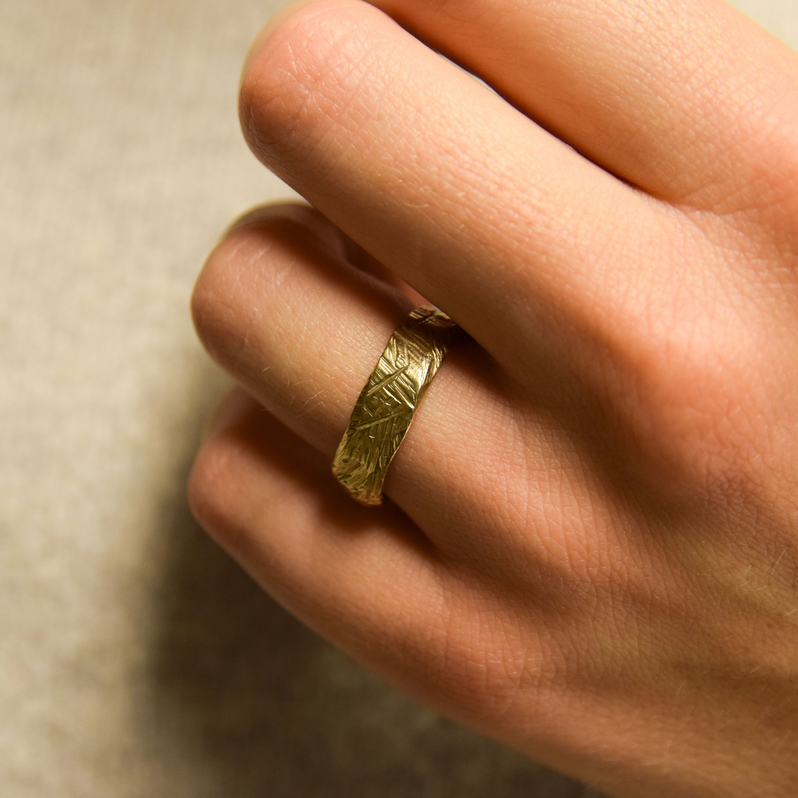 Gold Hand Carved Ring