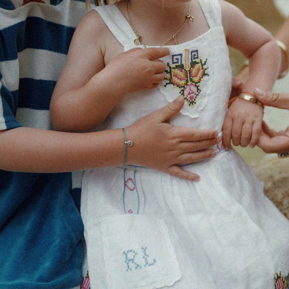 Children's Silver Smiley Face Cord Bracelet