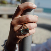 THEIA Gold Aquamarine & Diamond Ring