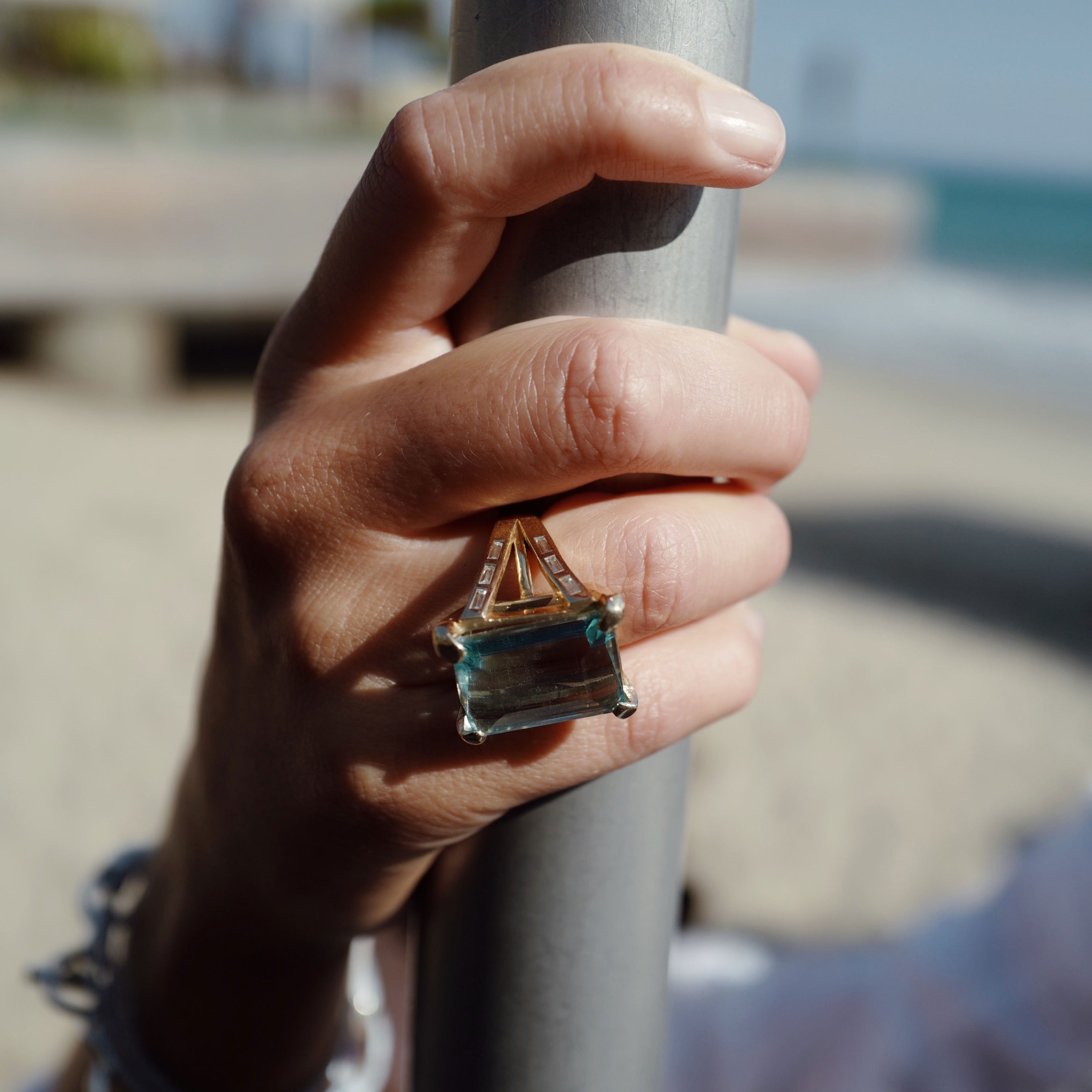 THEIA Gold Aquamarine & Diamond Ring