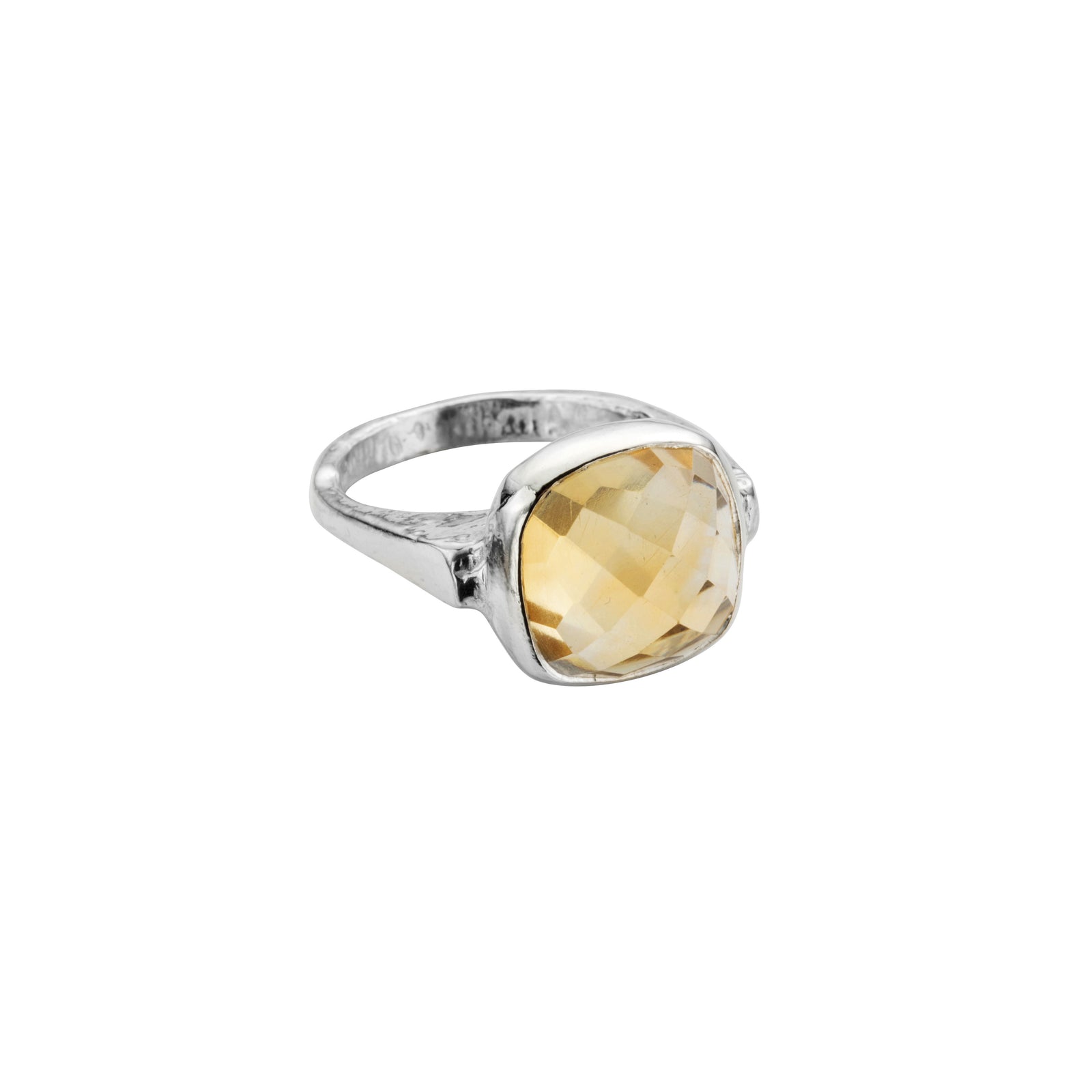 Silver Citrine Crystal Ring