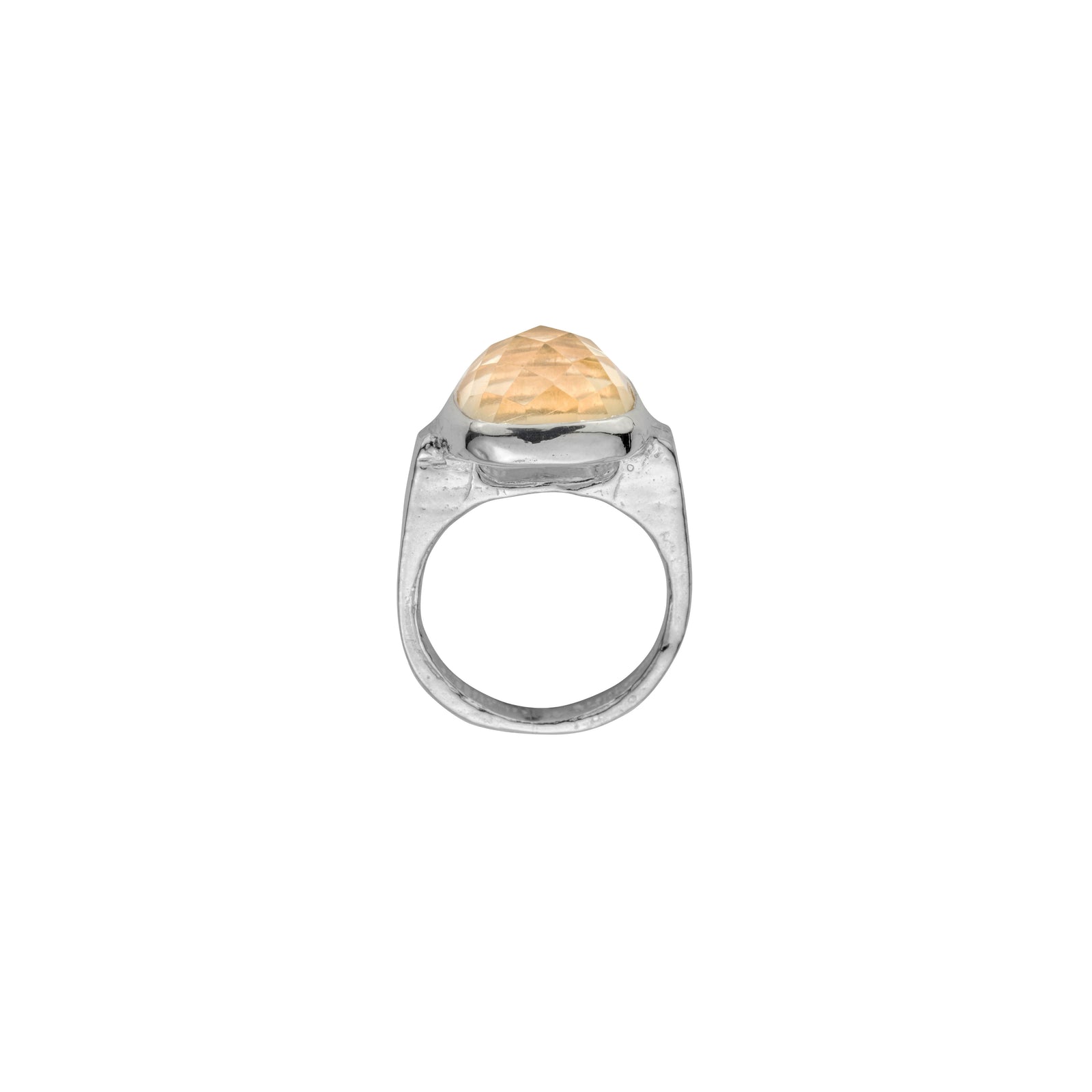 Silver Citrine Crystal Ring