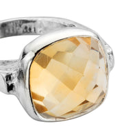 Silver Citrine Crystal Ring