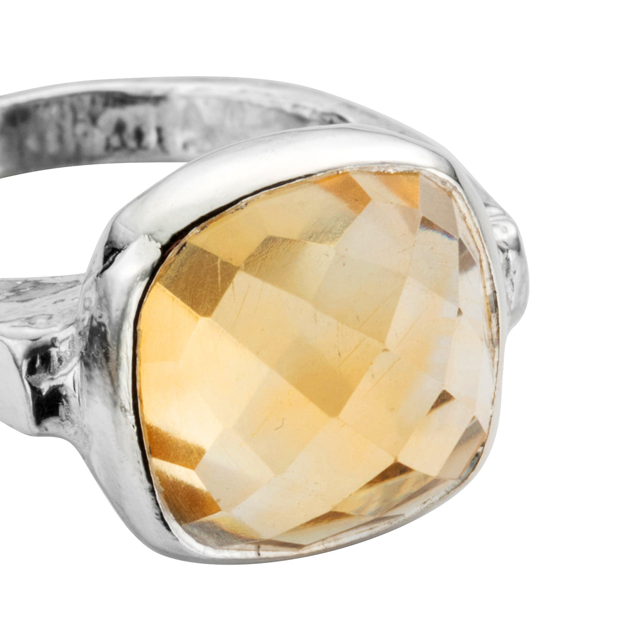 Silver Citrine Crystal Ring