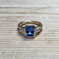 CORA Gold Blue Sapphire & Diamond Ring