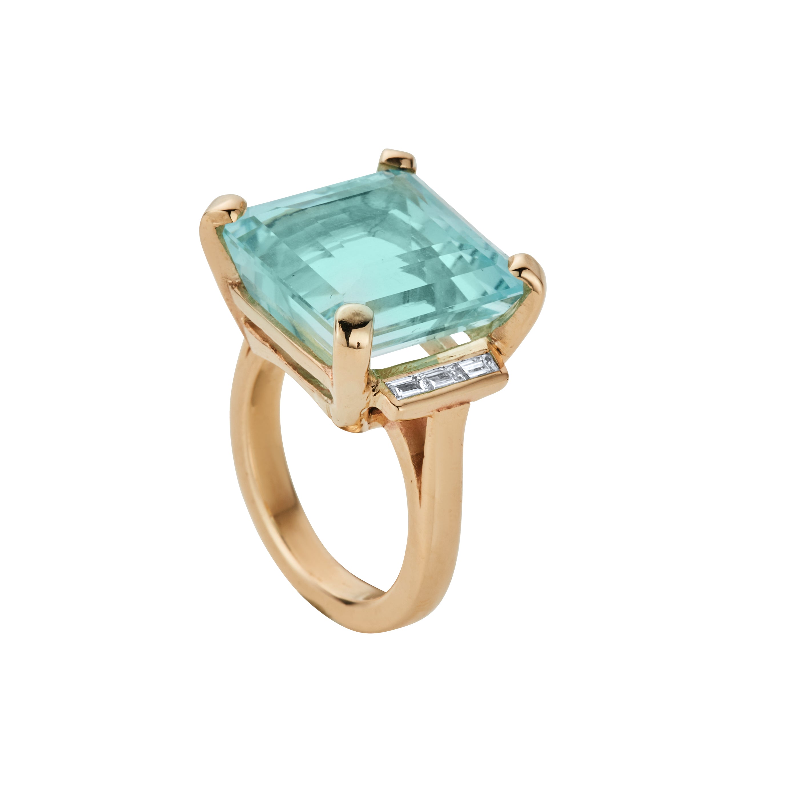 CORDELIA Gold Aquamarine & Diamond Ring