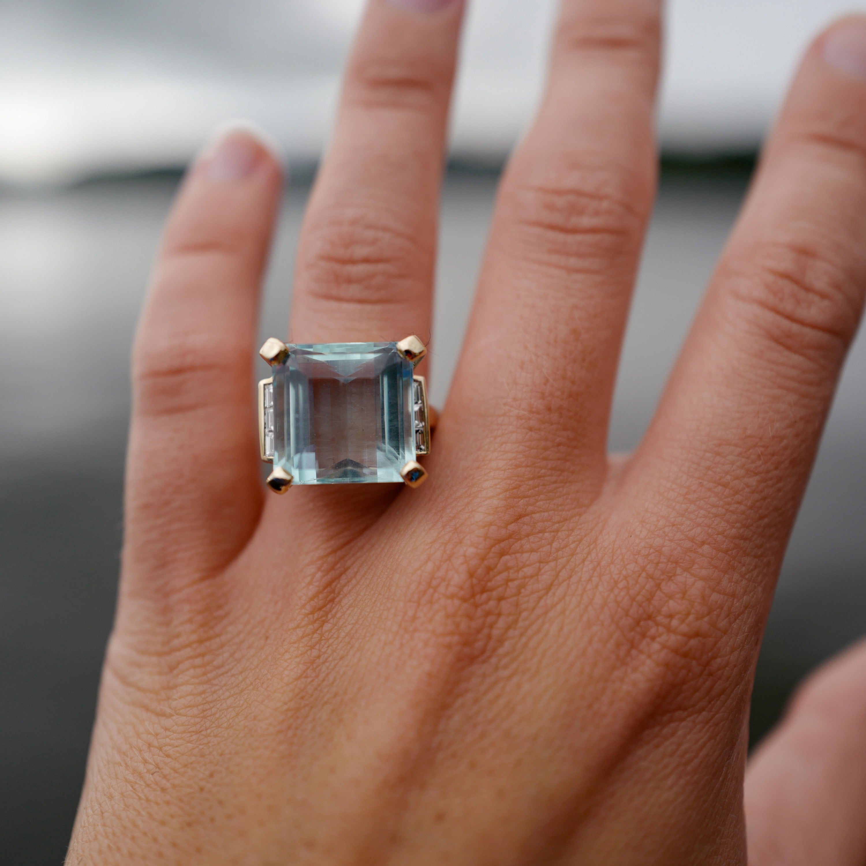 CORDELIA Gold Aquamarine & Diamond Ring