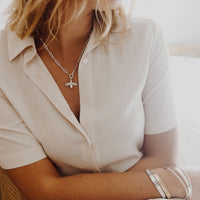 Silver Large Honey Bee Trace Chain Necklace