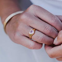 PETIT AMOUR Gold Pink Sapphire Heart Ring