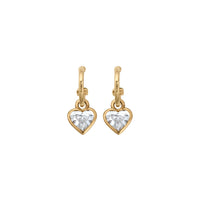 Gold Tiny Cupid Hoops With Diamond Heart Charms