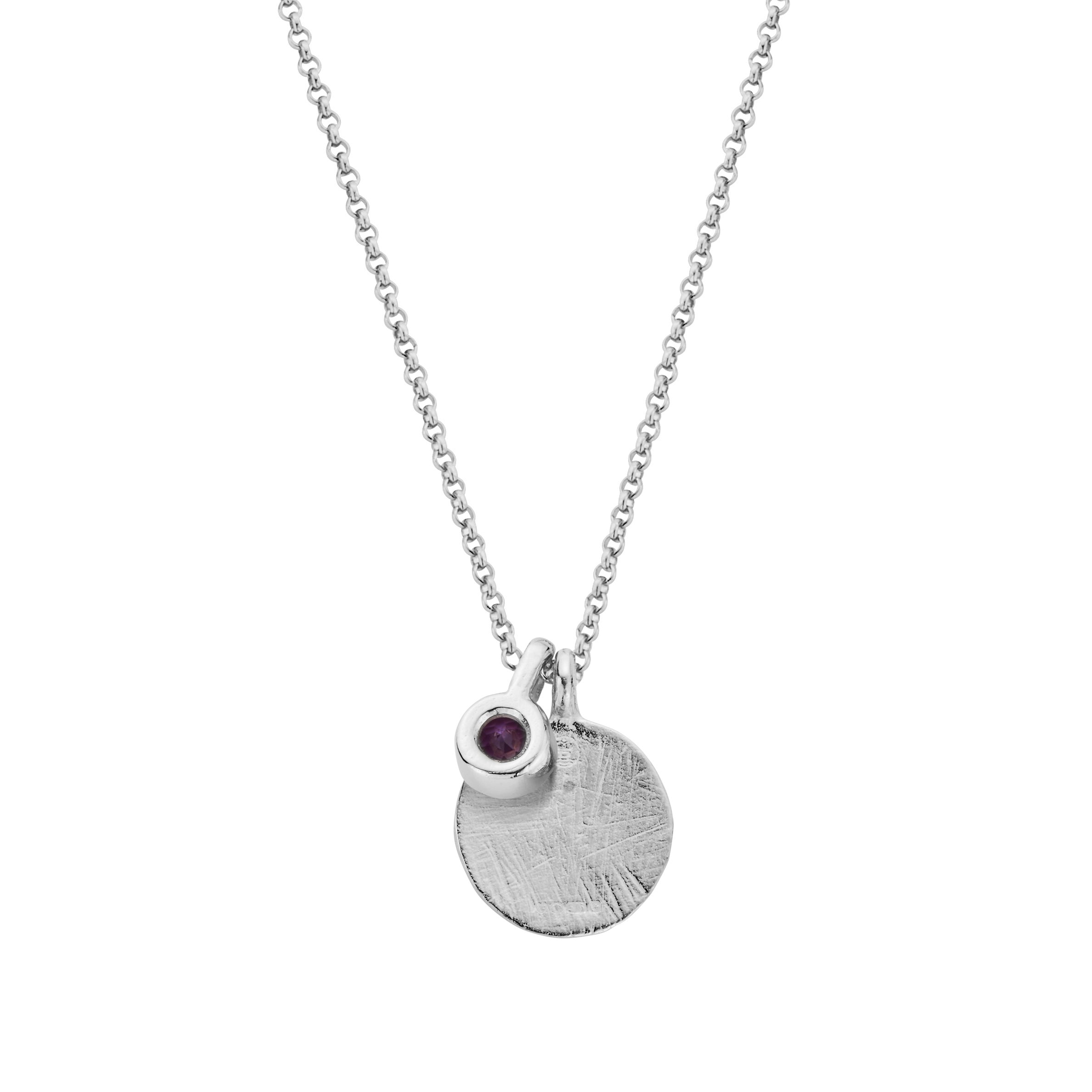 Silver Amethyst Moon & Stone Necklace