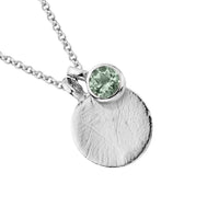 Silver Green Quartz Moon & Stone Necklace